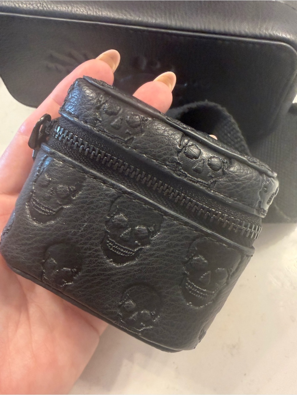 Betsey Johnson Black Skull-Embossed Crossbody with Mini Pouch - Picture 3 of 4